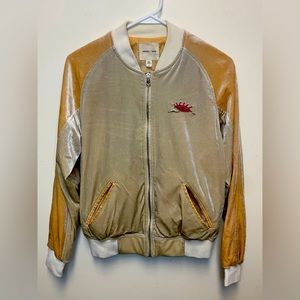 Velvet Embroidery Bomber Jacket
